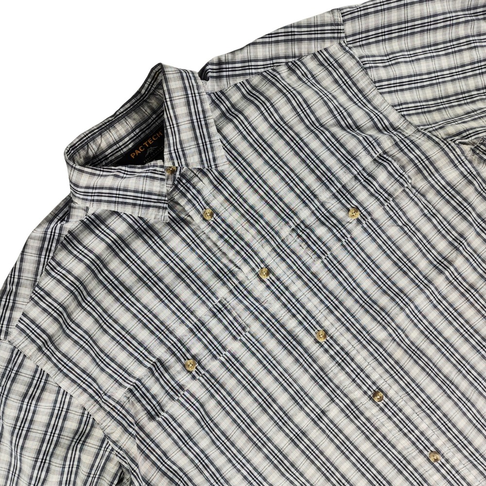 Pacific Trail Pac Tech Shirt Mens Large Blue Plaid Button Down Cotton Mesh Lined